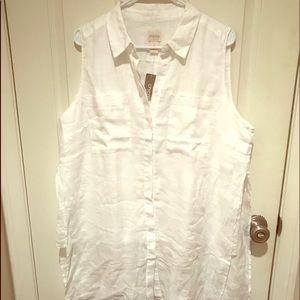 White Linen Sleeveless Shift Chicos Size 3